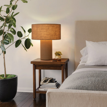 Nova Of CA Moonlight Table Lamp - Woven Burlap Shade