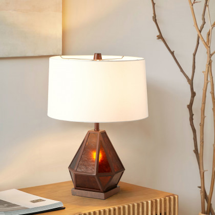 Nova Of CA - Artifact Natural Mica Table Lamp with Nightlight 22", Gunmetal, Charcoal Gray, 4-way rotary switch