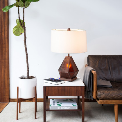 Nova Of CA - Artifact Natural Mica Table Lamp with Nightlight 22", Gunmetal, Charcoal Gray, 4-way rotary switch