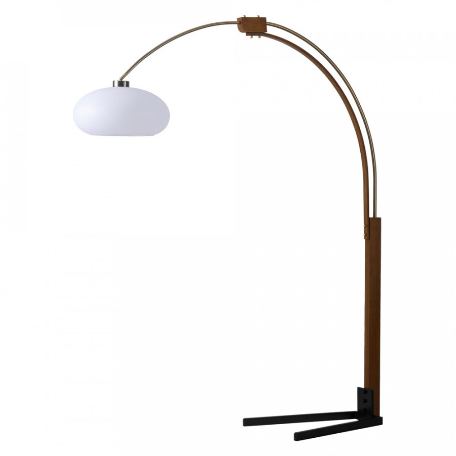 Nova Of CA Morelli Arc Floor Lamp - Weathered Brass & Walnut