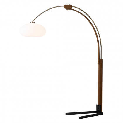 Nova Of CA Morelli Arc Floor Lamp - Weathered Brass & Walnut