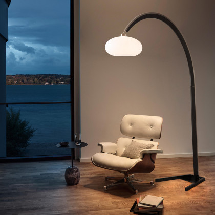 Nova Of CA - Vaulted Arc Floor Lamp Satin Nickel