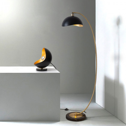 Nova Of CA Luna Bella Chairside Arc Floor Lamp - Brass/Matte Black/Gold Leaf