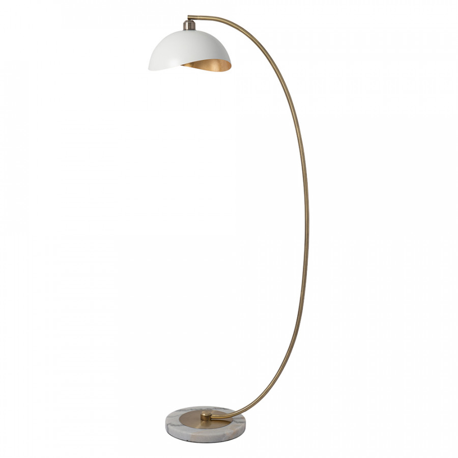 Nova Of CA Luna Bella Chairside Arc Floor Lamp - Brass/Matte White/Gold Leaf