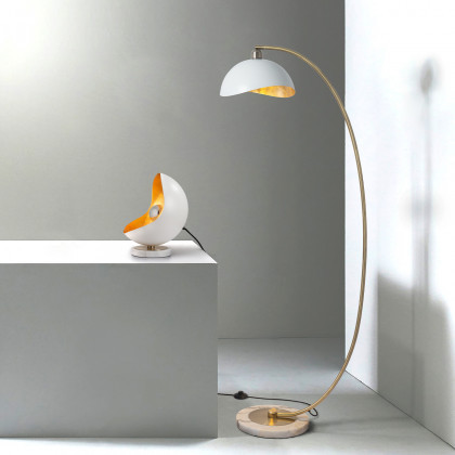 Nova Of CA Luna Bella Chairside Arc Floor Lamp - Brass/Matte White/Gold Leaf