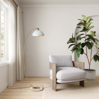 Nova Of CA Luna Bella Chairside Arc Floor Lamp - Brass/Matte White/Gold Leaf