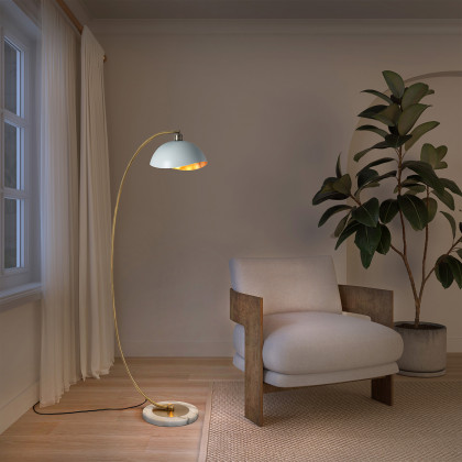 Nova Of CA Luna Bella Chairside Arc Floor Lamp - Brass/Matte White/Gold Leaf