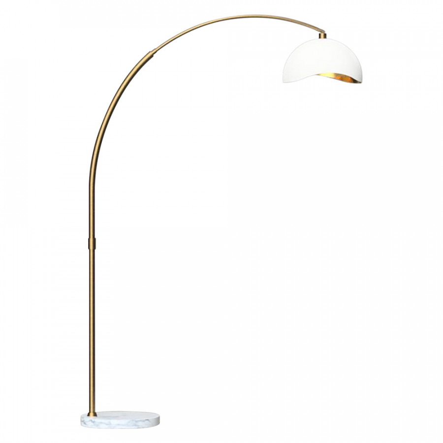 Nova Of CA Luna Bella Arc Floor Lamp - Brass, White & Gold Leaf Shade