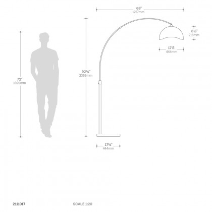 Nova Of CA Luna Bella Arc Floor Lamp - Brass, White & Gold Leaf Shade