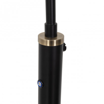 Nova Of CA - Redondo 1 Light LED Arc Floor Lamp Matte Black Finish, Weathered Brass, Black Marble Base, Dimmer