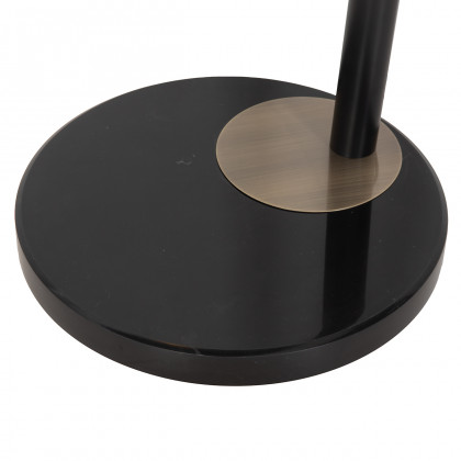 Nova Of CA - Redondo 1 Light LED Arc Floor Lamp Matte Black Finish, Weathered Brass, Black Marble Base, Dimmer