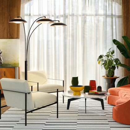 Nova Of CA - Saucer 3 Light Arc Floor Lamp