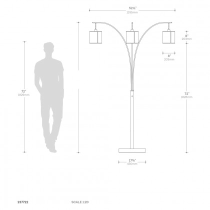 Nova Of CA - Layers Natural Mica 3 Light Arc Floor Lamp