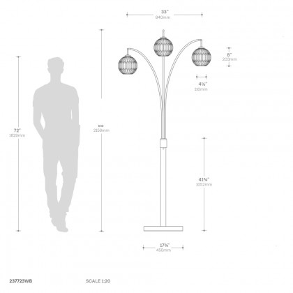 Nova Of CA - Moraga 3 Light Arc Floor Lamp