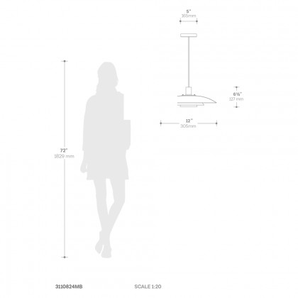 Nova Of CA Rancho Mirage Small 12" OD Pendant Light - Matte Black