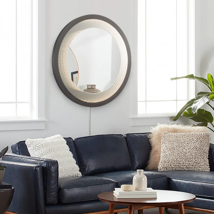 Nova Of CA Starfall Vanishing Infinity LED Round Wall Mirror - Gunmetal