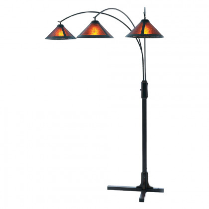 Nova Of CA Natural Mica 3 Light Arc Floor Lamp - Espresso Wood