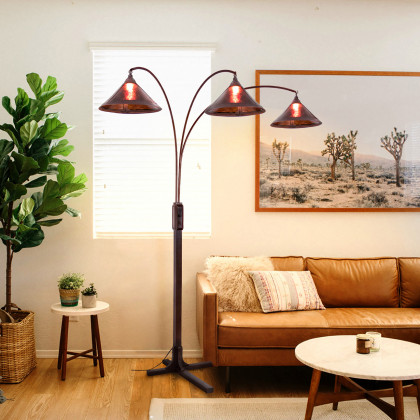 Nova Of CA Natural Mica 3 Light Arc Floor Lamp - Espresso Wood