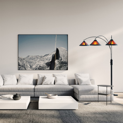 Nova Of CA Natural Mica 3 Light Arc Floor Lamp - Espresso Wood