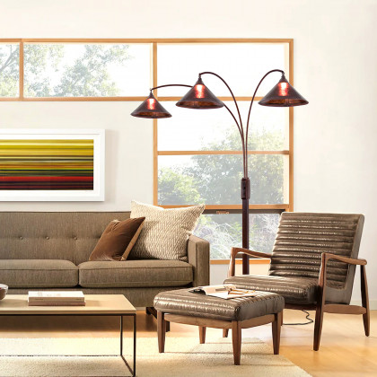 Nova Of CA Natural Mica 3 Light Arc Floor Lamp - Espresso Wood