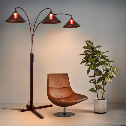 Nova Of CA Natural Mica 3 Light Arc Floor Lamp - Espresso Wood