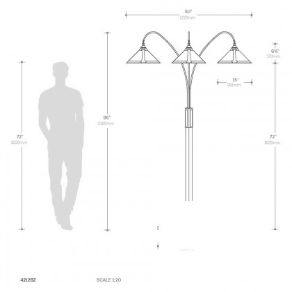 Nova Of CA Natural Mica 3 Light Arc Floor Lamp - Espresso Wood
