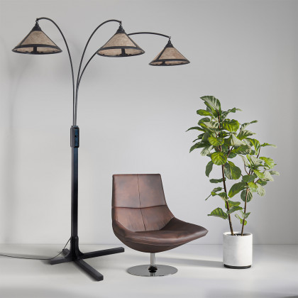 Nova Of CA - Natural Mica 3 Light Arc Floor Lamp