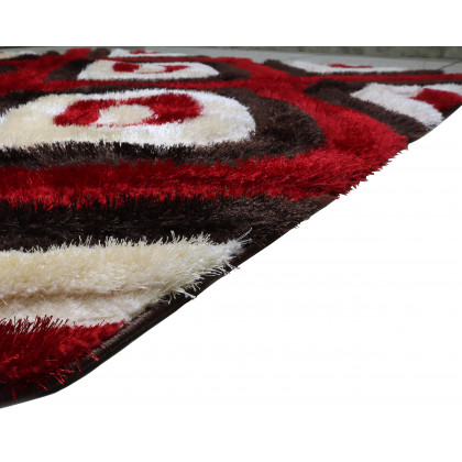 Nova 3D151 Shaggy Area Rug - Brown/Red