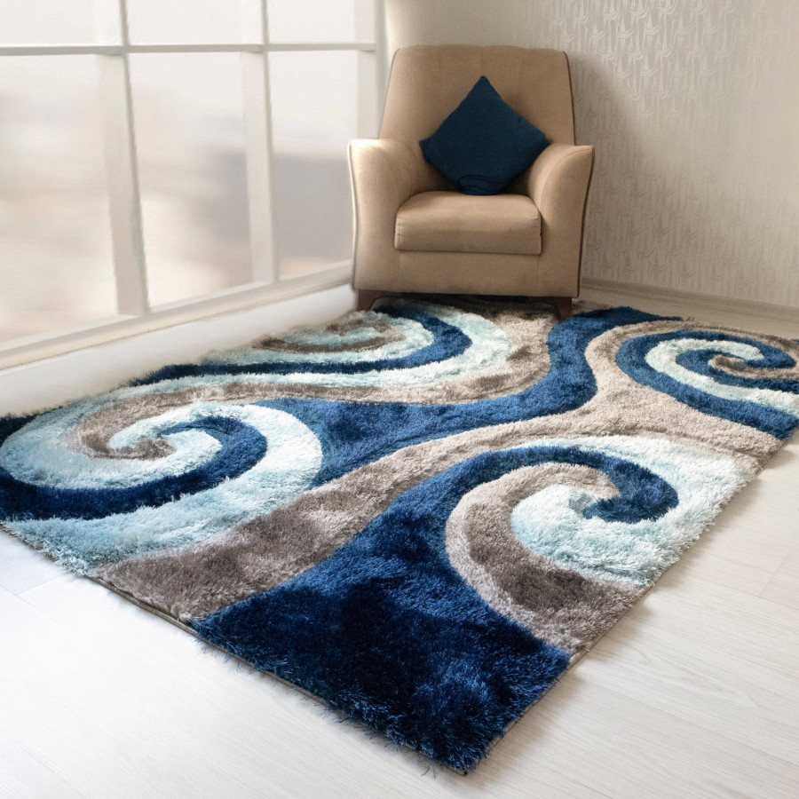 Nova 3D555 Shaggy Area Rug - Gray/Blue