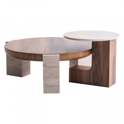 Nova 674 Walnut-Travertine Coffee with End Table