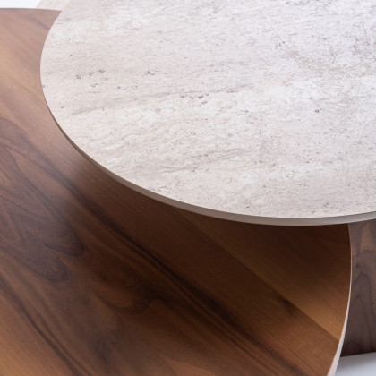 Nova 674 Walnut-Travertine Coffee with End Table