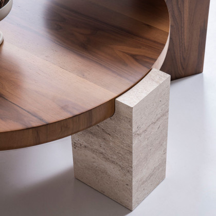 Nova 674 Walnut-Travertine Coffee with End Table