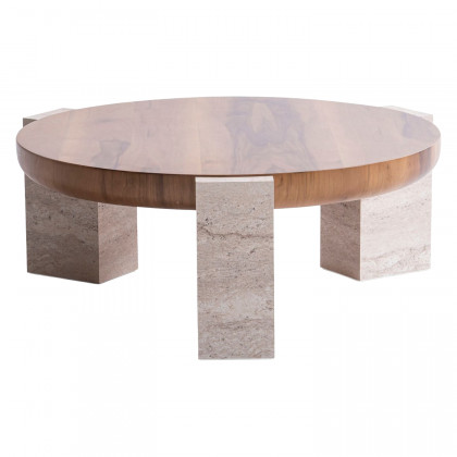Nova 674 Walnut-Travertine Coffee with End Table