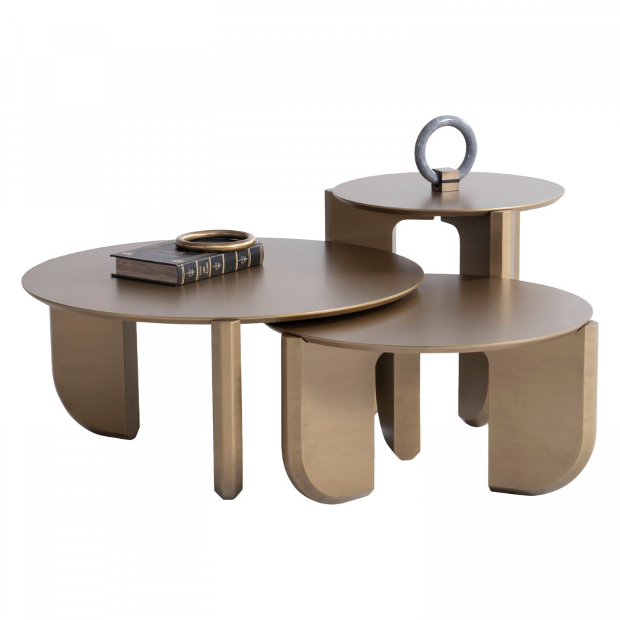 Nova 720 Gold 3 Pc Coffee Table Set