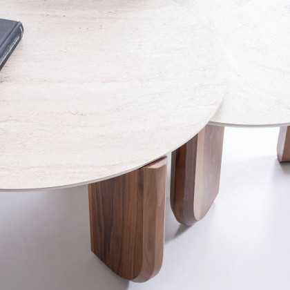 Nova 720 Walnut-Travertine 3 Pc Coffee Table Set