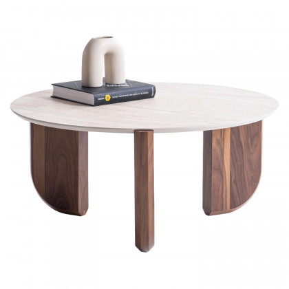 Nova 720 Walnut-Travertine 3 Pc Coffee Table Set