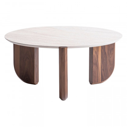Nova 720 Walnut-Travertine 3 Pc Coffee Table Set