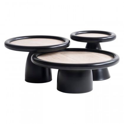 Nova 950 Black Travertine 3 Pc Coffee Table Set