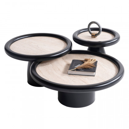 Nova 950 Black Travertine 3 Pc Coffee Table Set