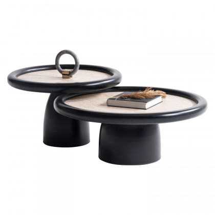 Nova 950 Black Travertine 3 Pc Coffee Table Set