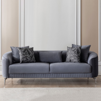 Nova - Angela Gray Velvet Sofa 91" & Loveseat 71"