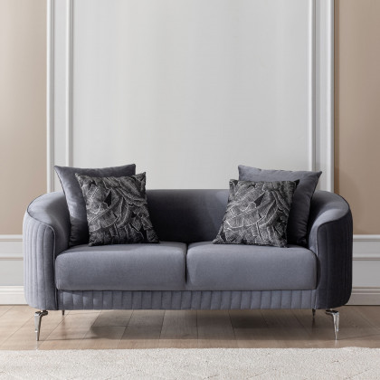 Nova - Angela Gray Velvet Sofa 91" & Loveseat 71"