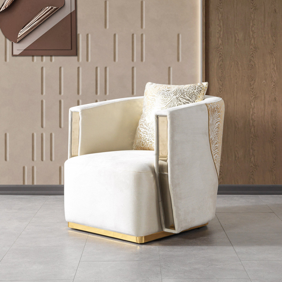 Nova - Anica Ivory Velvet Chair