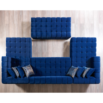 Nova Ariana Velvet Double Chaise Sectional - Blue