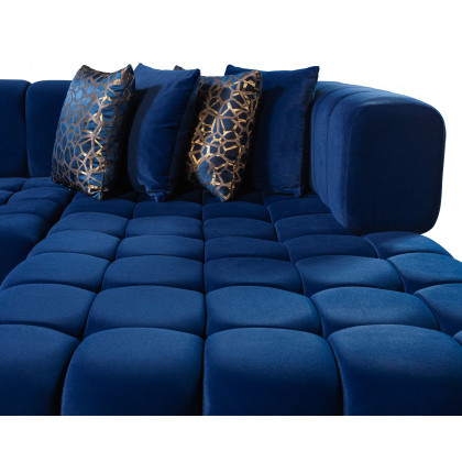 Nova Ariana Velvet Double Chaise Sectional - Blue