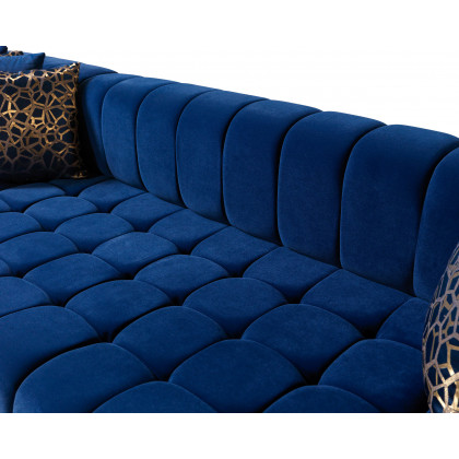Nova Ariana Velvet Double Chaise Sectional - Blue