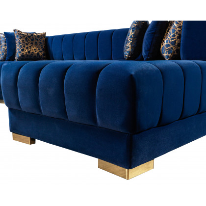 Nova Ariana Velvet Double Chaise Sectional - Blue