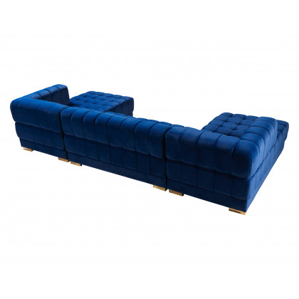 Nova Ariana Velvet Double Chaise Sectional - Blue