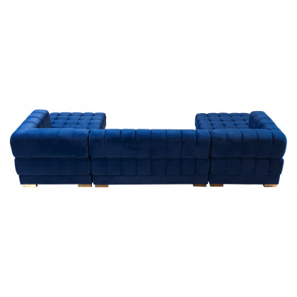 Nova Ariana Velvet Double Chaise Sectional - Blue