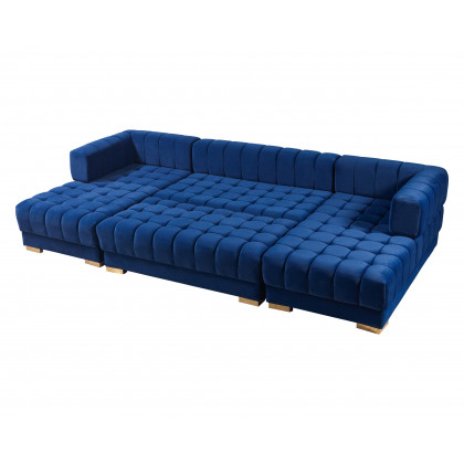 Nova Ariana Velvet Double Chaise Sectional - Blue